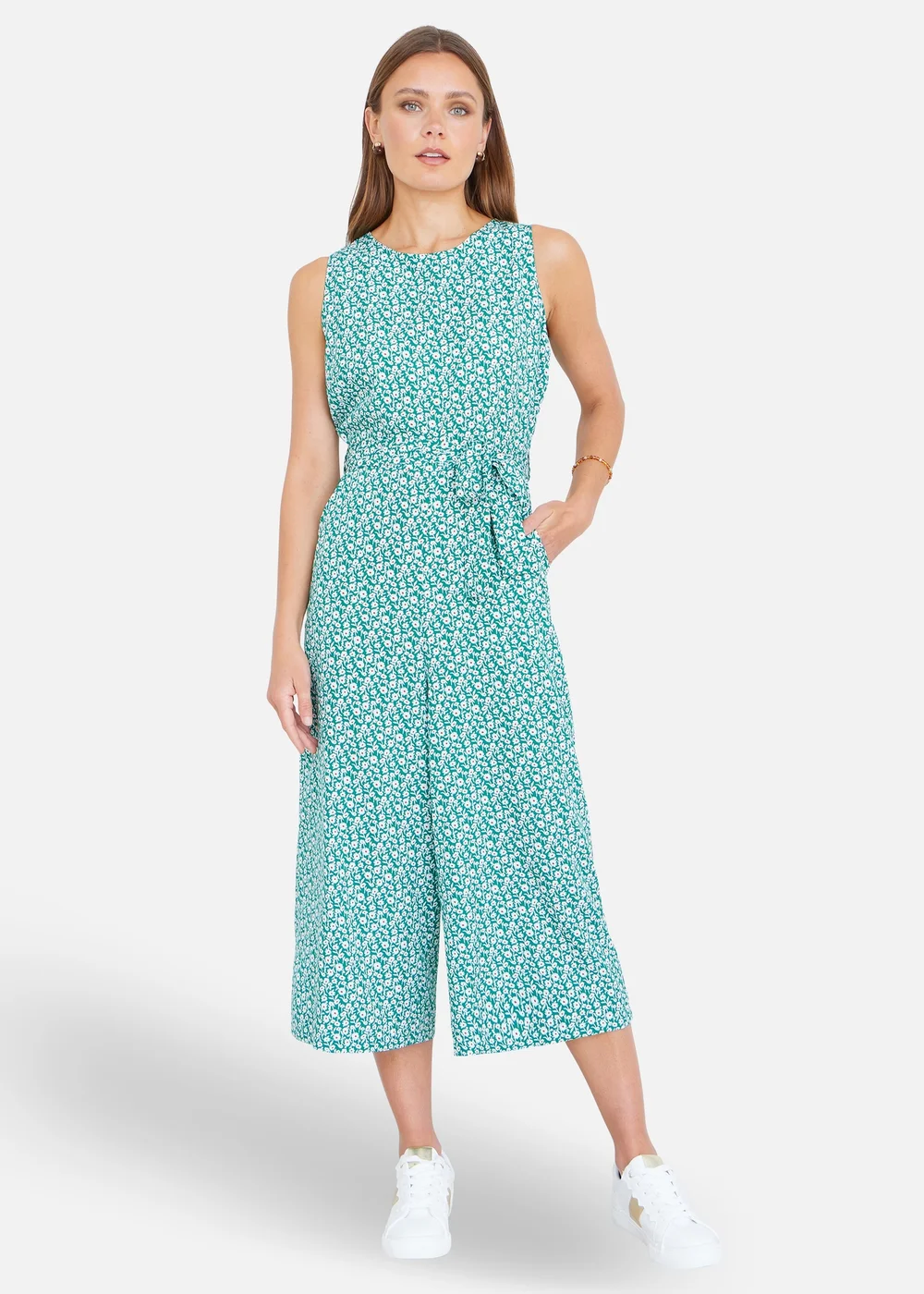 Yumi Green Ditsy Culotte Jumpsuit - 12 Image 1