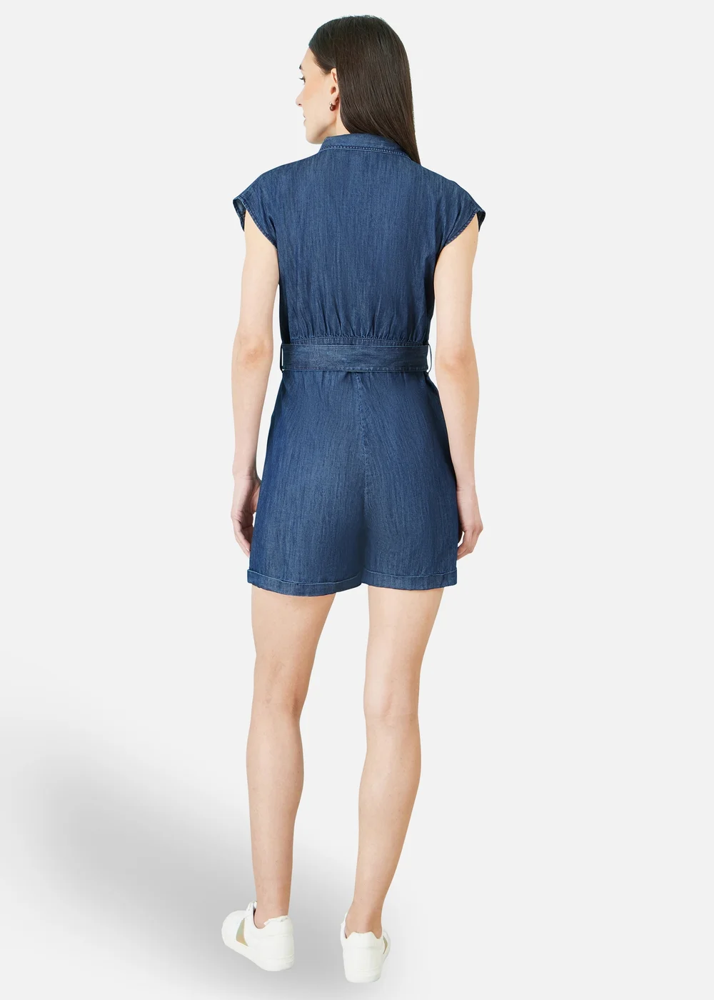 Yumi Blue Chambray Cotton Playsuit - 12 Image 2