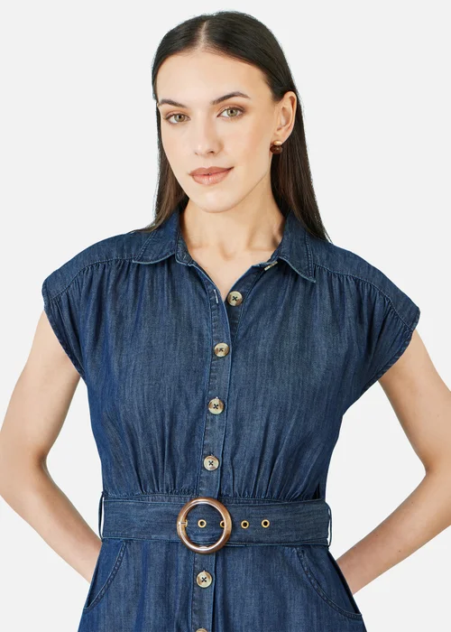 Yumi Blue Chambray Cotton Playsuit - 12 Image 3