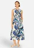 Yumi Blue Viscose Swirl Print Midi Dress - 10 Image 1
