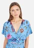 Yumi Viscose Bird & Floral Print Ruched Waist Kimono Midi Dress - 16 Image 3