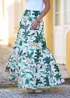 Yumi White Animal Print Cotton Tiered Maxi Skirt - L Image 1
