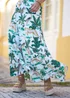 Yumi White Animal Print Cotton Tiered Maxi Skirt - L Image 3