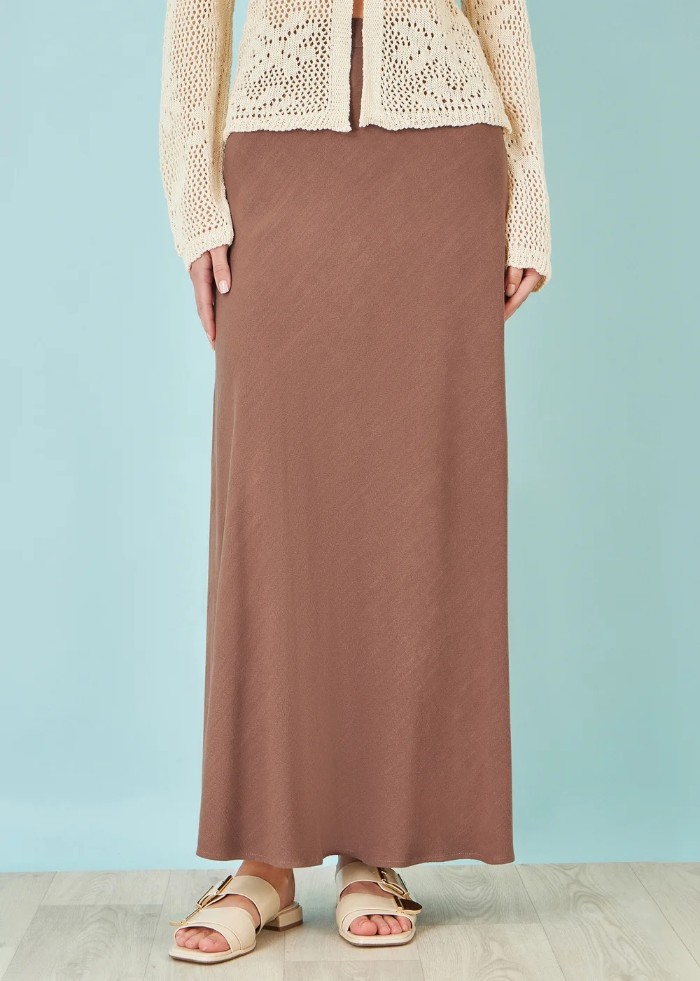 Yumi Brown Viscose Maxi Skirt - 16 Image 1