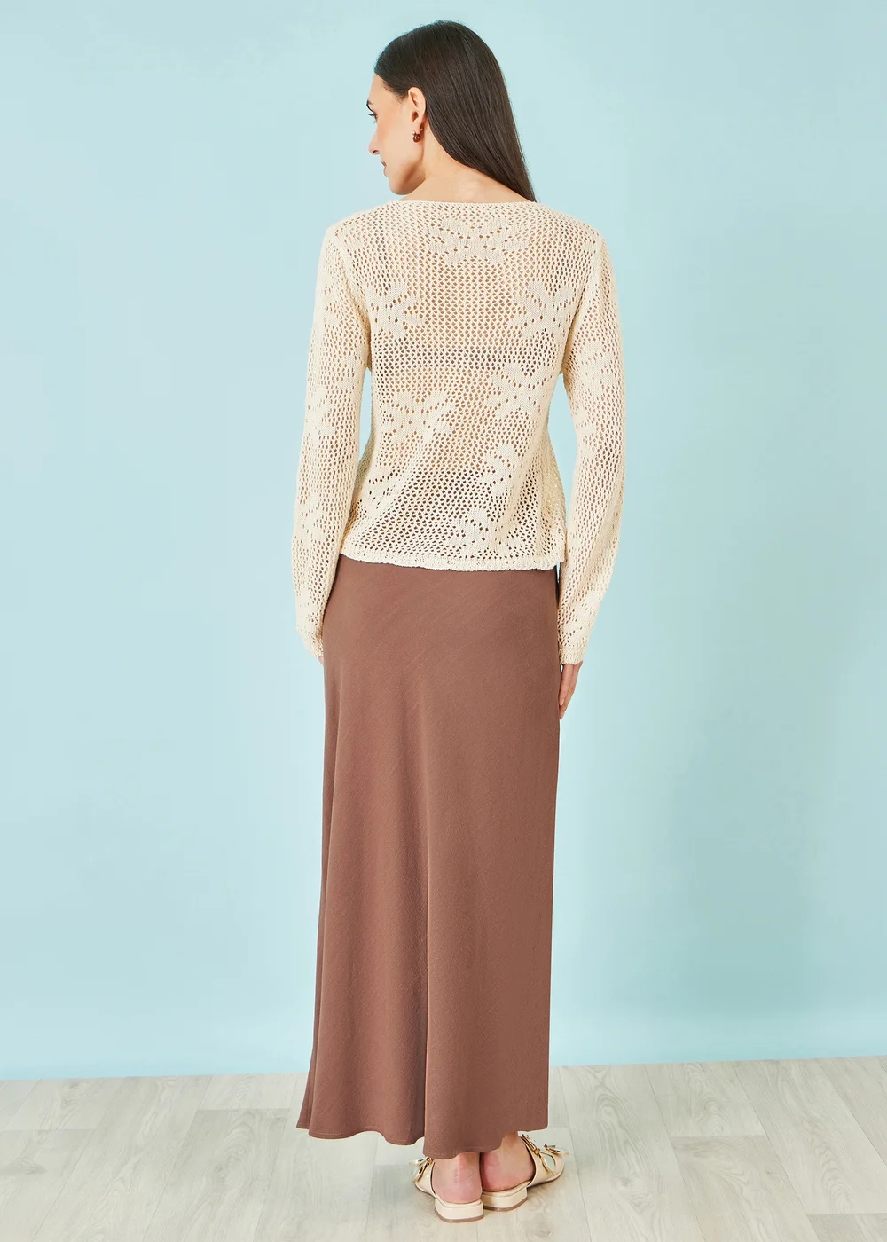 Yumi Brown Viscose Maxi Skirt - 16 Image 2
