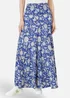 Yumi Blue Floral Cotton Tiered Maxi Skirt - L Image 1
