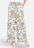 Yumi Green Bird Print Viscose Wide Leg Trousers - S Image 1