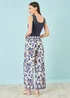 Yumi Blue Bird Print Viscose Wide Leg Trousers - M Image 2