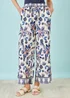 Yumi Blue Bird Print Viscose Wide Leg Trousers - M Image 1