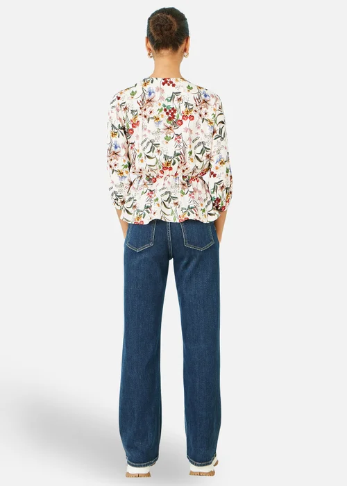 Yumi Ivory Viscose Botanical Print Wrap Top - 12 Image 2