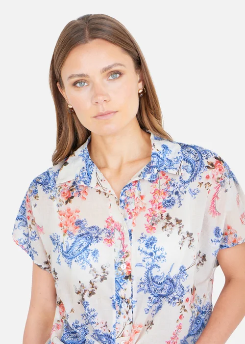 Yumi White Cotton Paisley Print Tie Knot Shirt - 12 Image 3