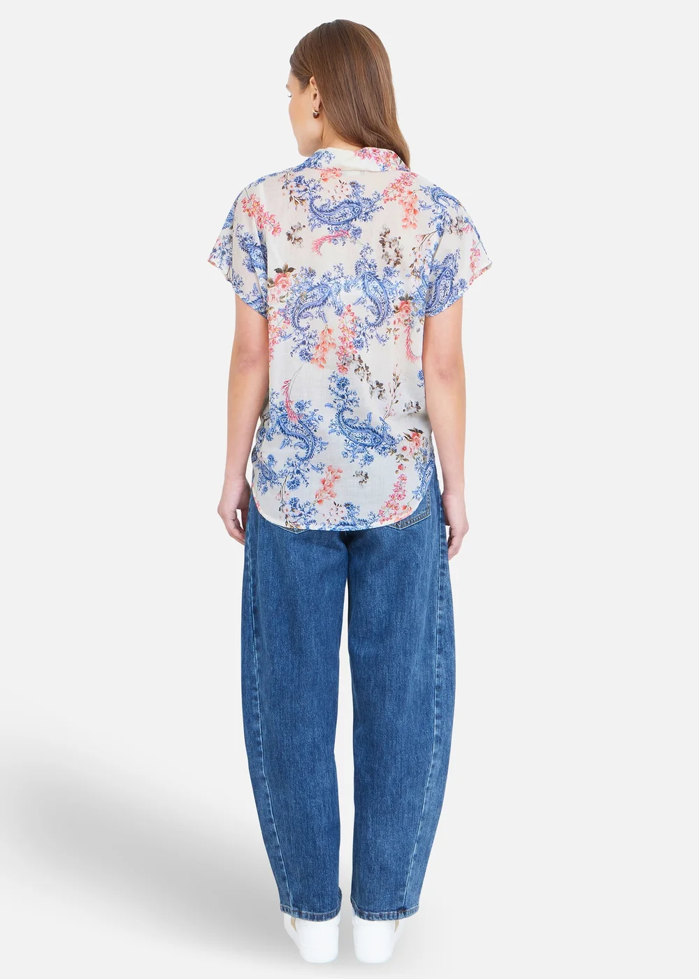 Yumi White Cotton Paisley Print Tie Knot Shirt - 12 Image 2