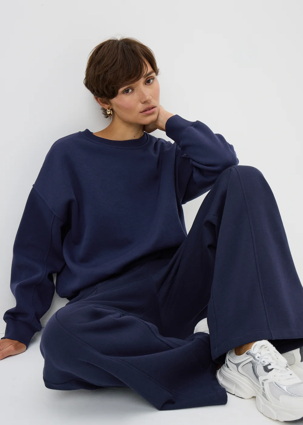 Navy Bubble Hem Sweatshirt - S Image 1