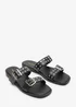 Where's That From Black Orchard Slide On Double Buckle Studded Sandal - 6 Image 4