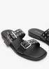 Where's That From Black Orchard Slide On Double Buckle Studded Sandal - 6 Image 5