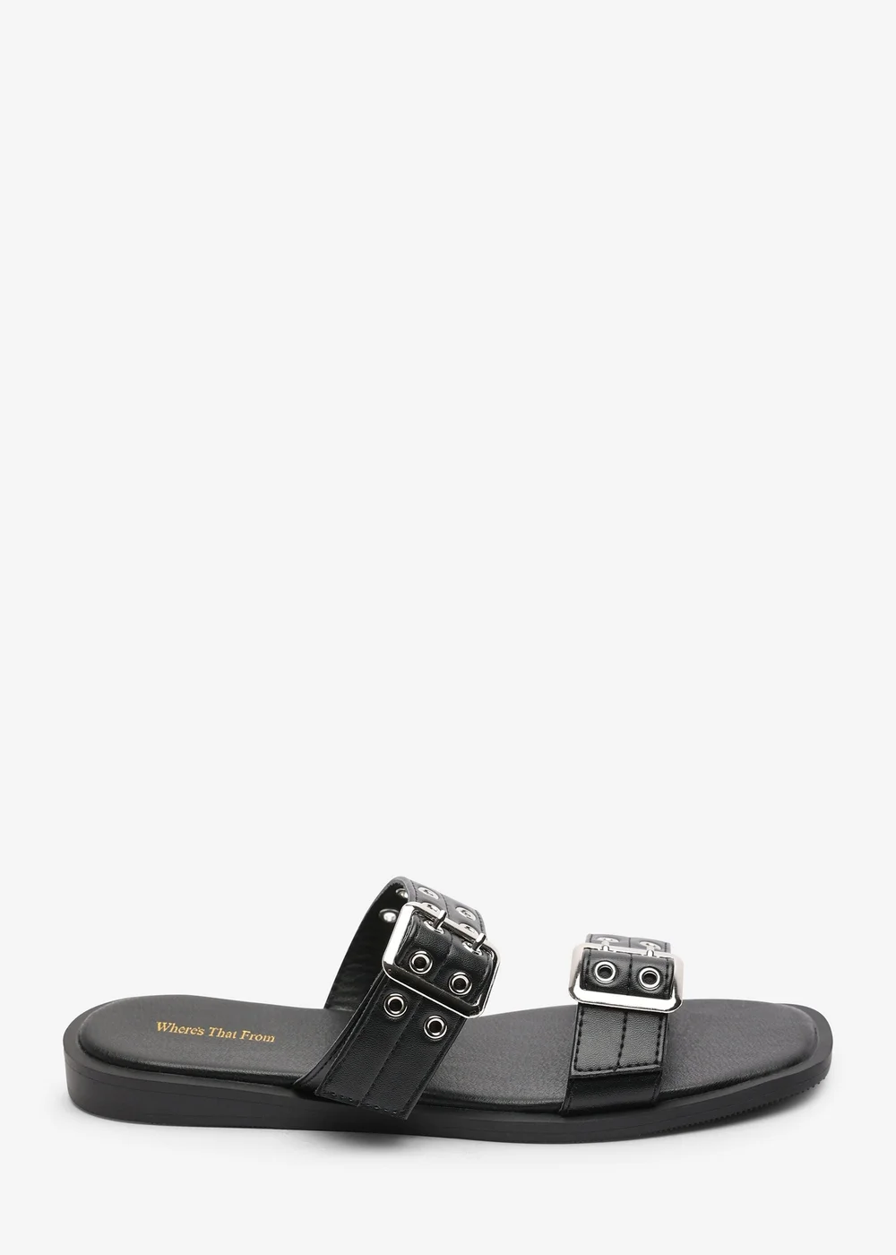 Where's That From Black Orchard Slide On Double Buckle Studded Sandal - 3 Image 1
