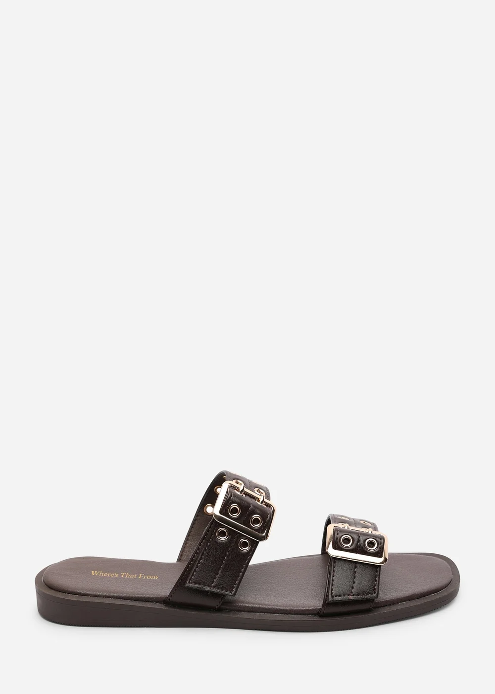 Where's That From Brown Orchard Slide On Double Buckle Studded Sandal - 4 Image 1
