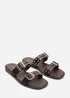 Where's That From Brown Orchard Slide On Double Buckle Studded Sandal - 4 Image 3