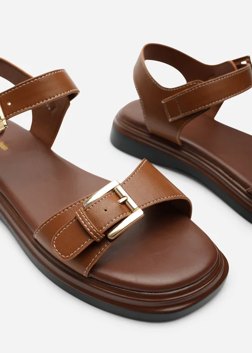 Where's That From Circa Tan Flatform Double Buckle Sandal - 4 Image 6