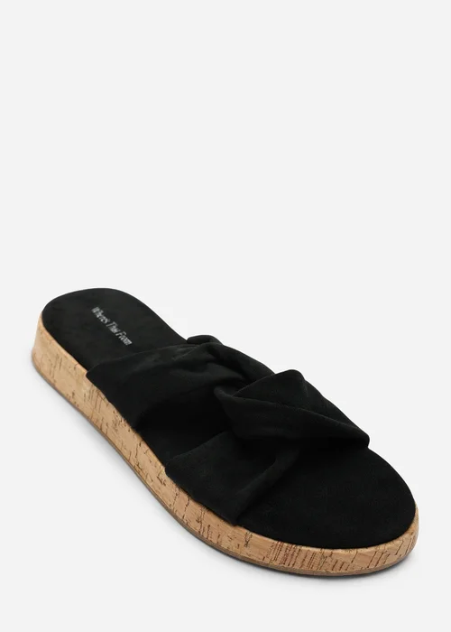 Where's That From Black Bowite Knotted Open Toe Low Wedge Sandal - 6 Image 3