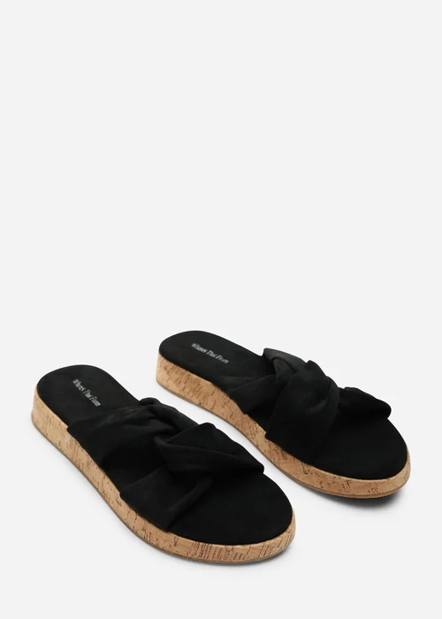 Where's That From Black Bowite Knotted Open Toe Low Wedge Sandal - 6 Image 4