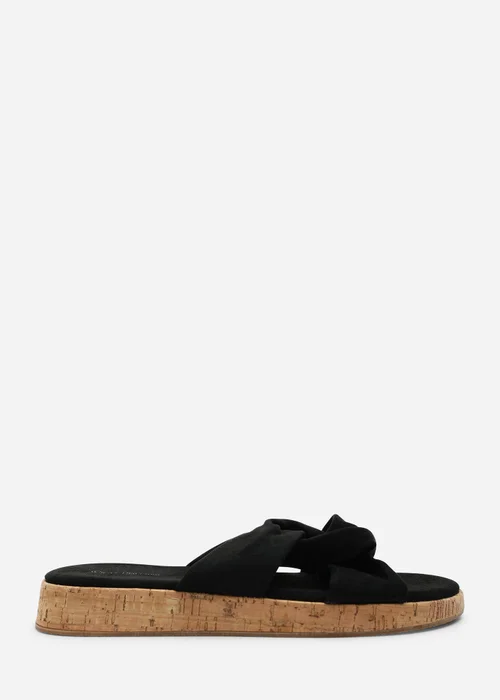 Where's That From Black Bowite Knotted Open Toe Low Wedge Sandal - 4 Image 1