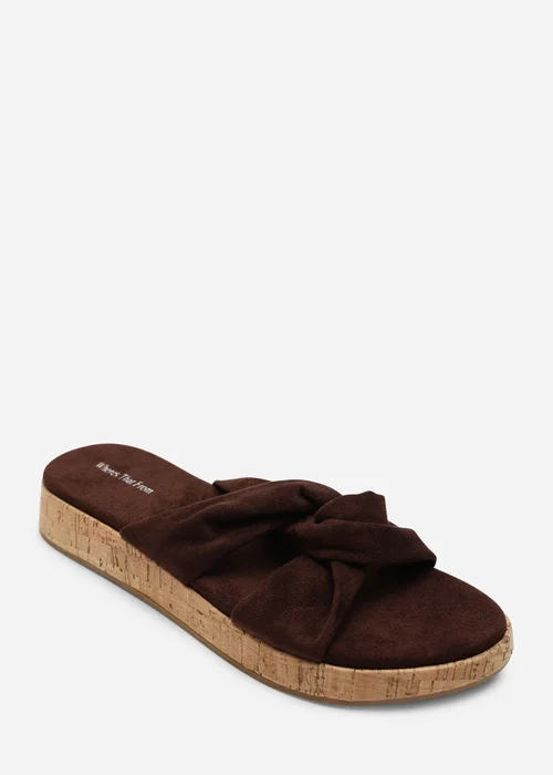 Where's That From Brown Bowite Knotted Open Toe Low Wedge Sandal - 5 Image 3