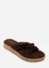 Where's That From Brown Bowite Knotted Open Toe Low Wedge Sandal - 5 Image 3