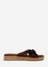 Where's That From Brown Bowite Knotted Open Toe Low Wedge Sandal - 5 Image 2