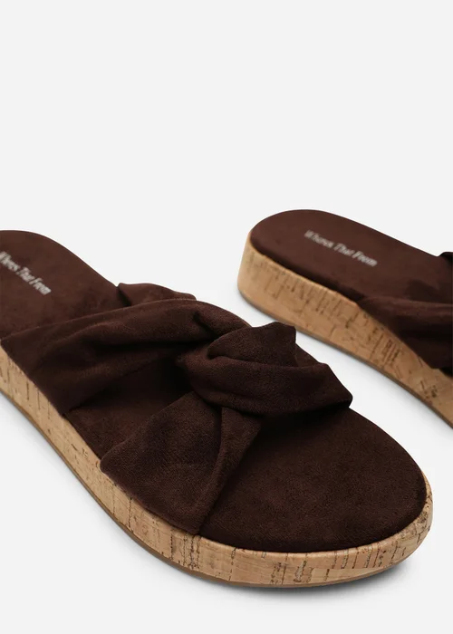 Where's That From Brown Bowite Knotted Open Toe Low Wedge Sandal - 5 Image 5