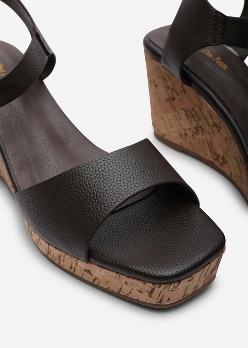 Where's That From Giselle Dark Brown Cork Platform Wedge - 4 Image 5