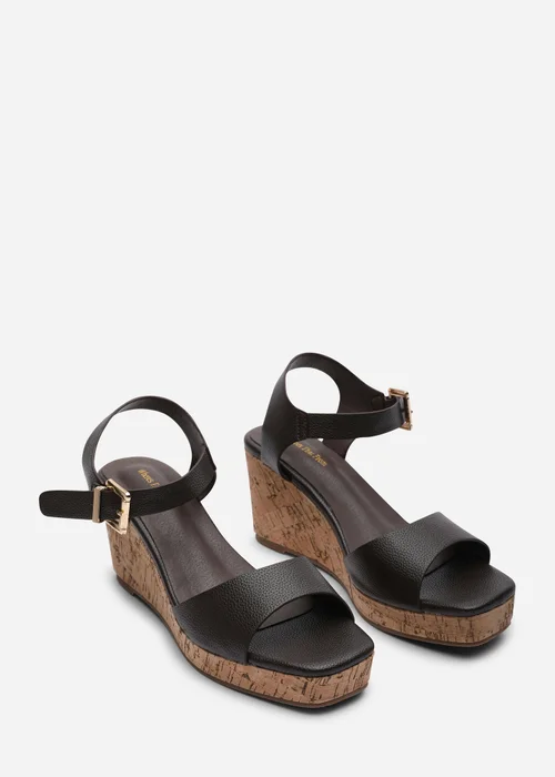 Where's That From Giselle Dark Brown Cork Platform Wedge - 4 Image 4