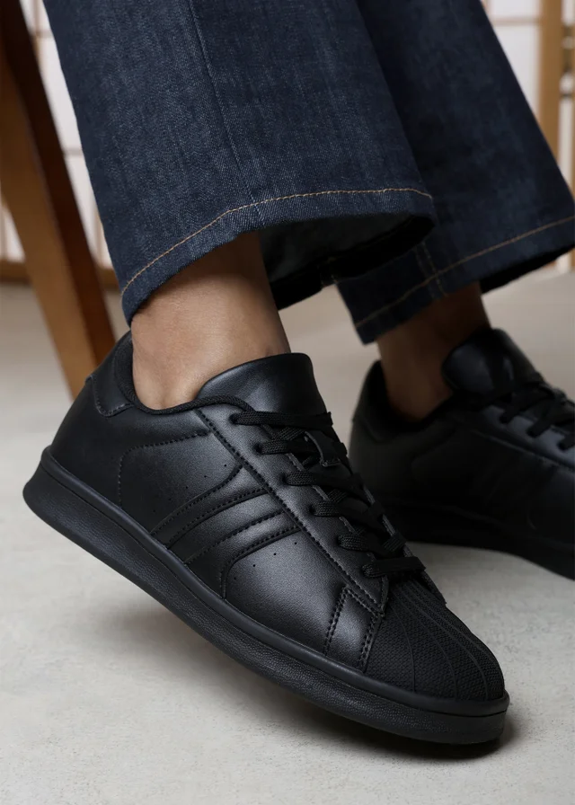 Where's That From Yamileth Black Stripe Panel Detailed Trainer