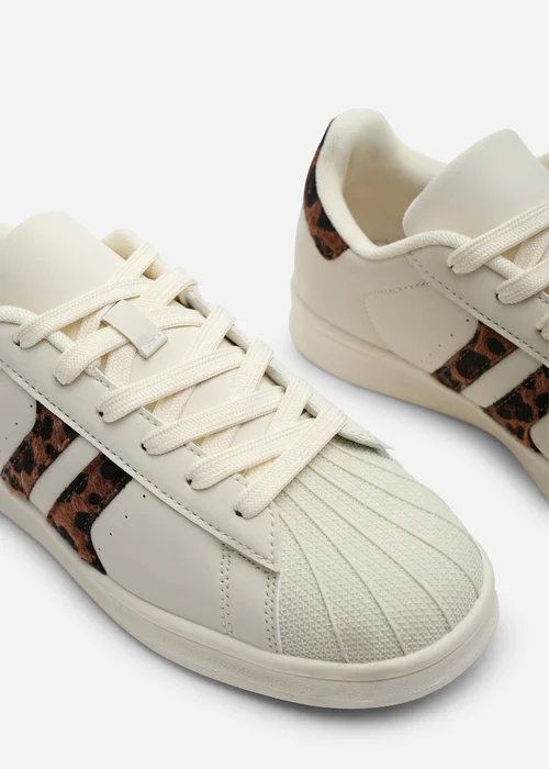 Where's That From Yamileth Beige Leopard Stripe Panel Detailed Trainer - Size 5 Image 5