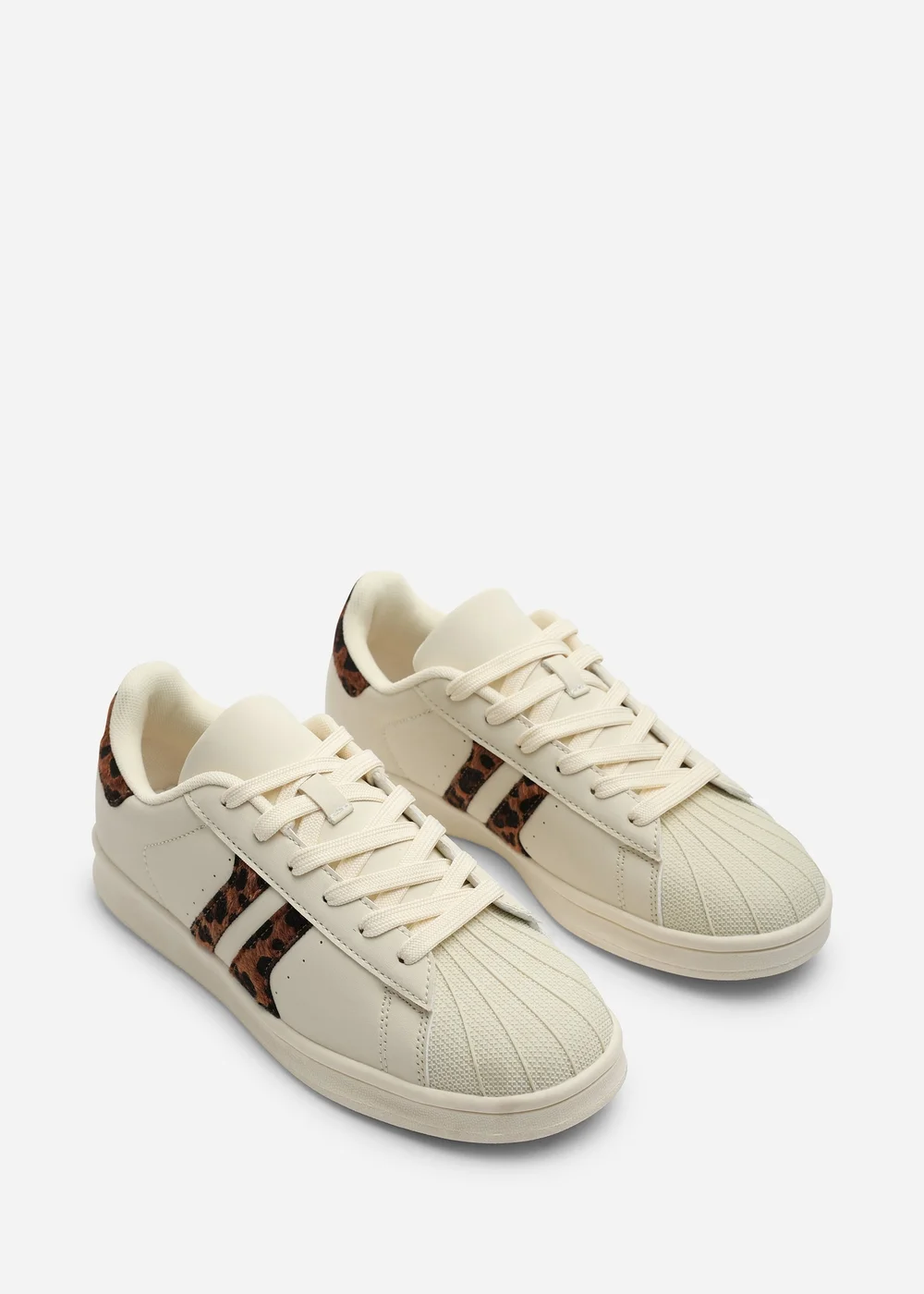 Where's That From Yamileth Beige Leopard Stripe Panel Detailed Trainer - Size 5 Image 4