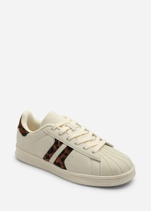 Where's That From Yamileth Beige Leopard Stripe Panel Detailed Trainer - Size 5 Image 3
