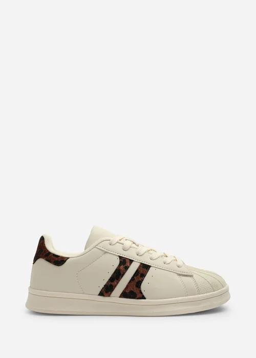 Where's That From Yamileth Beige Leopard Stripe Panel Detailed Trainer - Size 5 Image 2