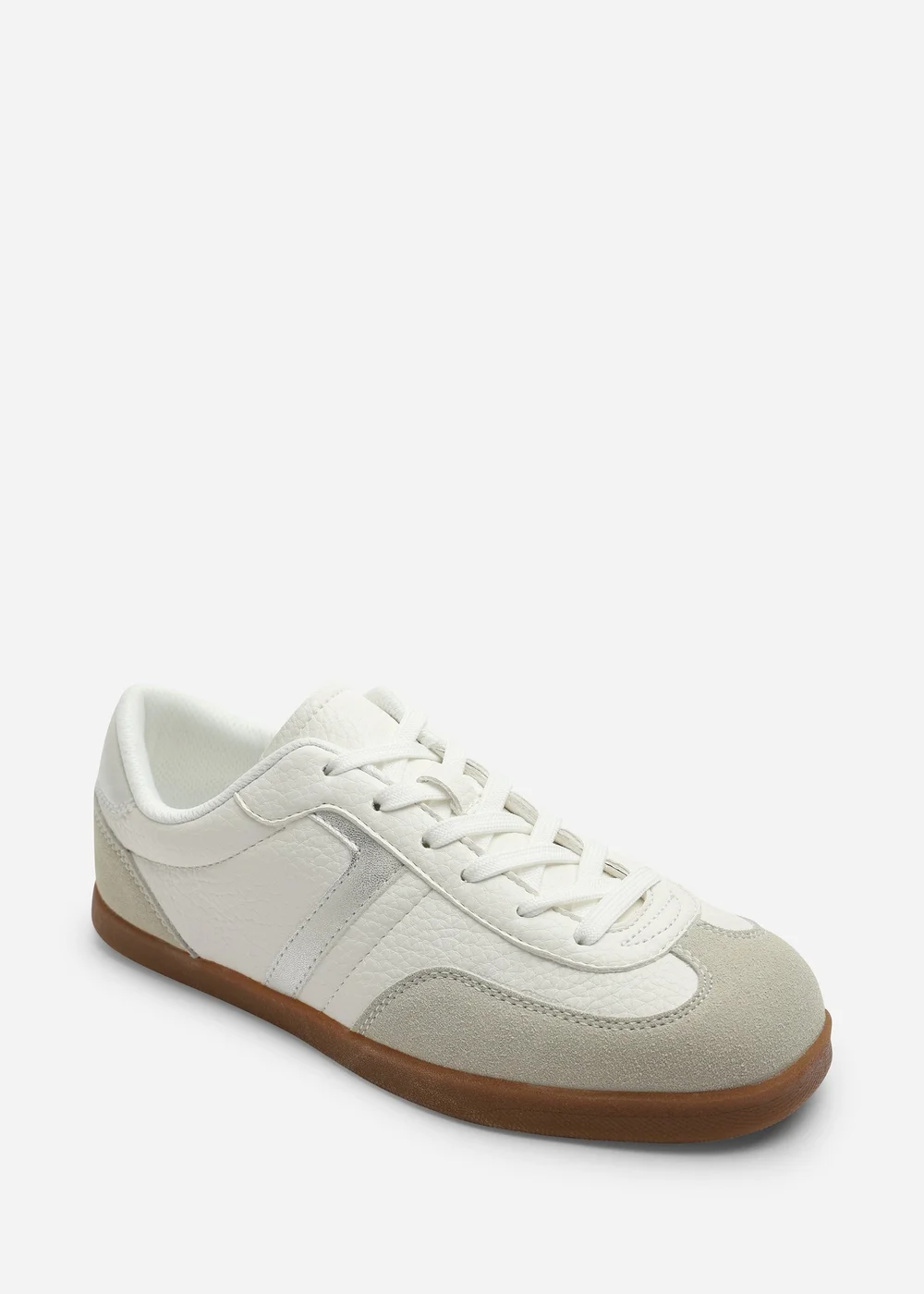 Where's That From Ensley White Silver Low Profile Panel Detailed Trainer - Size 7 Image 3
