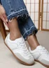 Where's That From Ensley White Silver Low Profile Panel Detailed Trainer - Size 7 Image 1