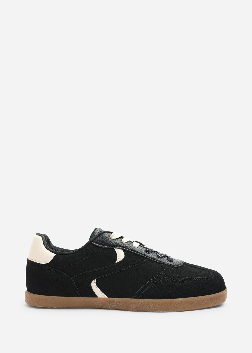 Where's That From Anaiah Black Faux Suede Low Profile Side Panel Detailed Trainer - 4 Image 2