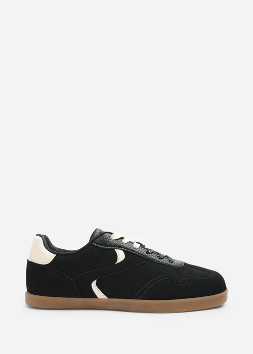 Where's That From Anaiah Black Faux Suede Low Profile Side Panel Detailed Trainer - 4 Image 2