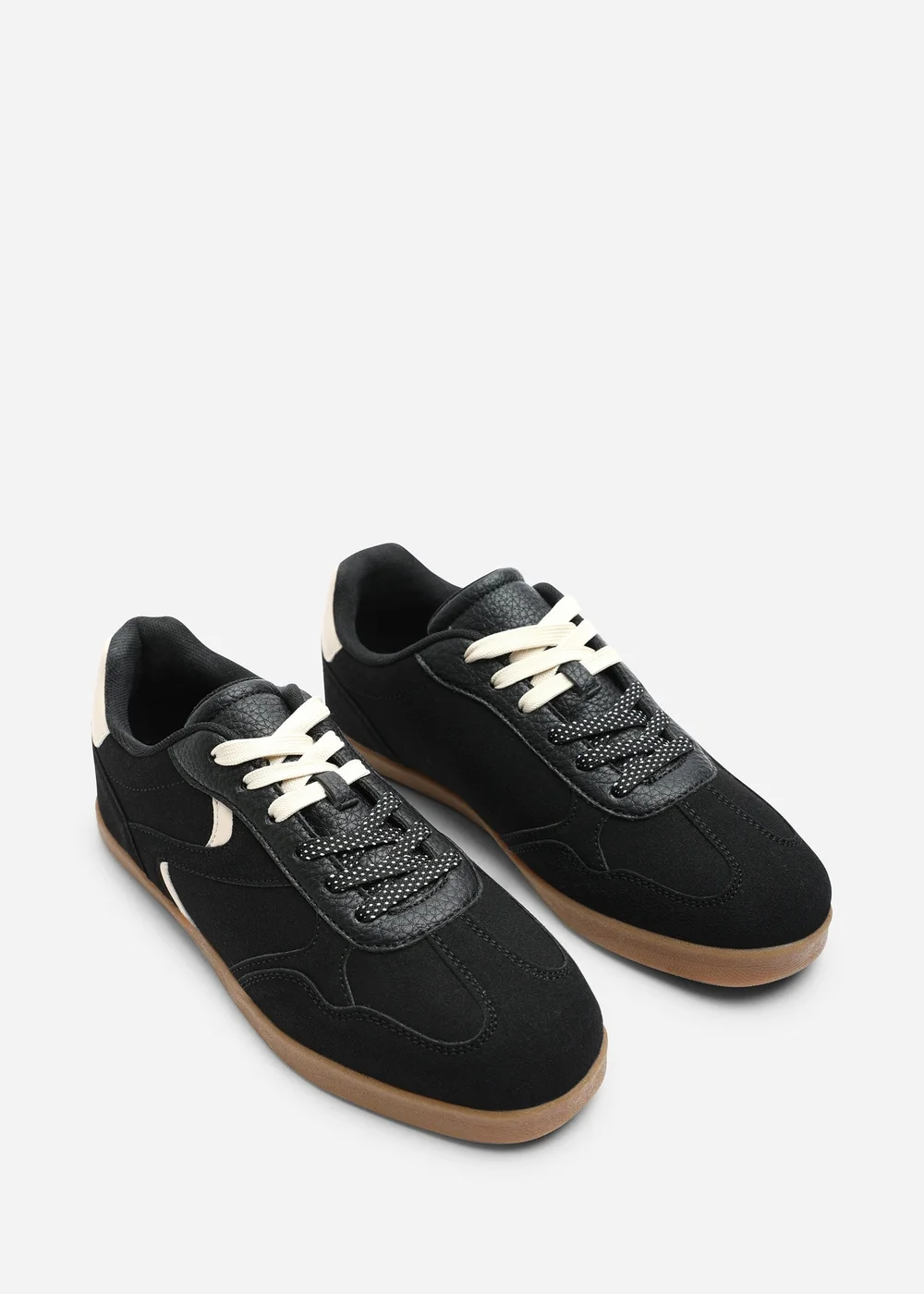 Where's That From Anaiah Black Faux Suede Low Profile Side Panel Detailed Trainer - 4 Image 4