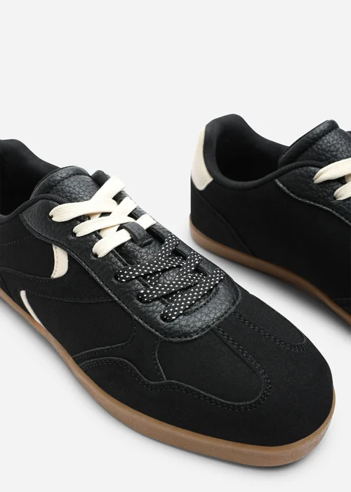 Where's That From Anaiah Black Faux Suede Low Profile Side Panel Detailed Trainer - 4 Image 5