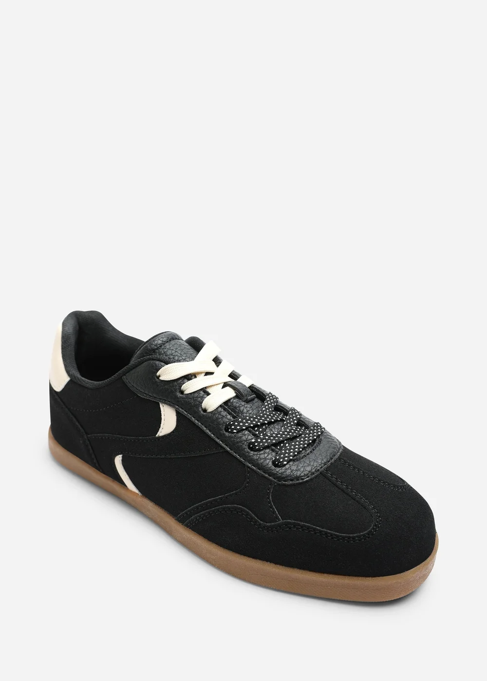 Where's That From Anaiah Black Faux Suede Low Profile Side Panel Detailed Trainer - 4 Image 3