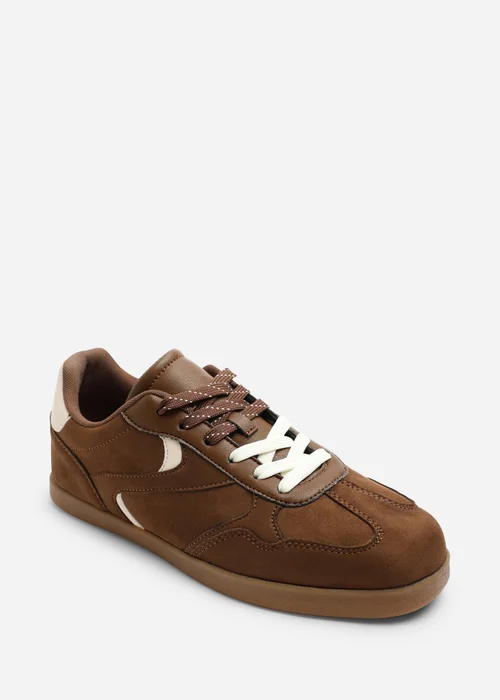 Where's That From Anaiah Brown Faux Suede Low Profile Side Panel Detailed Trainer - 4 Image 3