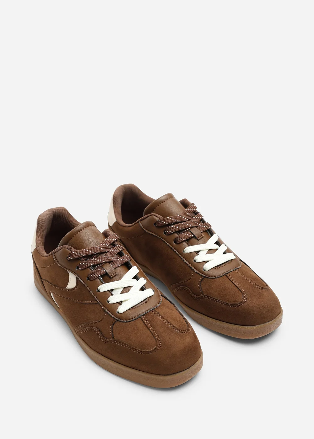 Where's That From Anaiah Brown Faux Suede Low Profile Side Panel Detailed Trainer - 4 Image 4