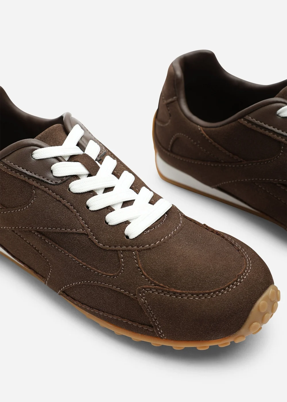 Where's That From Marleigh Brown Faux Suede Retro Runner Trainer - Size 5 Image 5