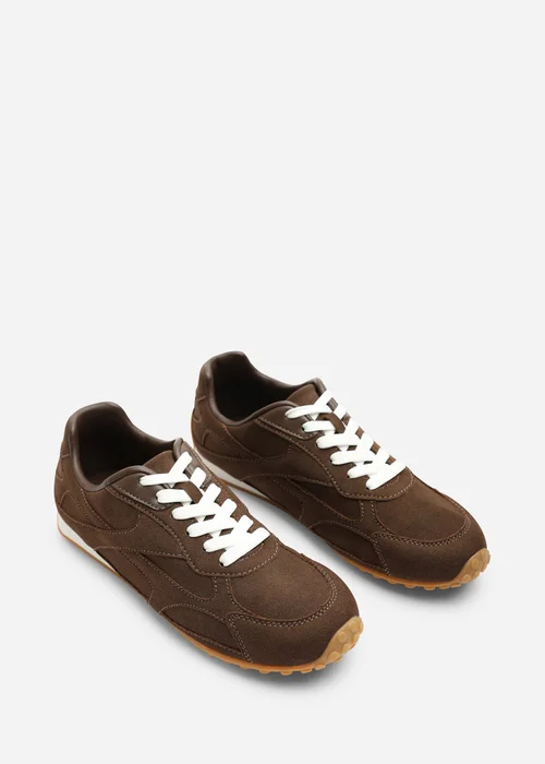 Where's That From Marleigh Brown Faux Suede Retro Runner Trainer - Size 5 Image 4