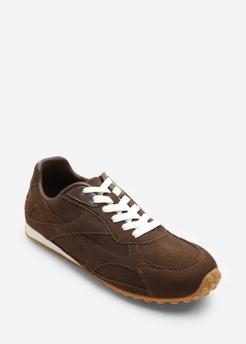 Where's That From Marleigh Brown Faux Suede Retro Runner Trainer - Size 5 Image 3