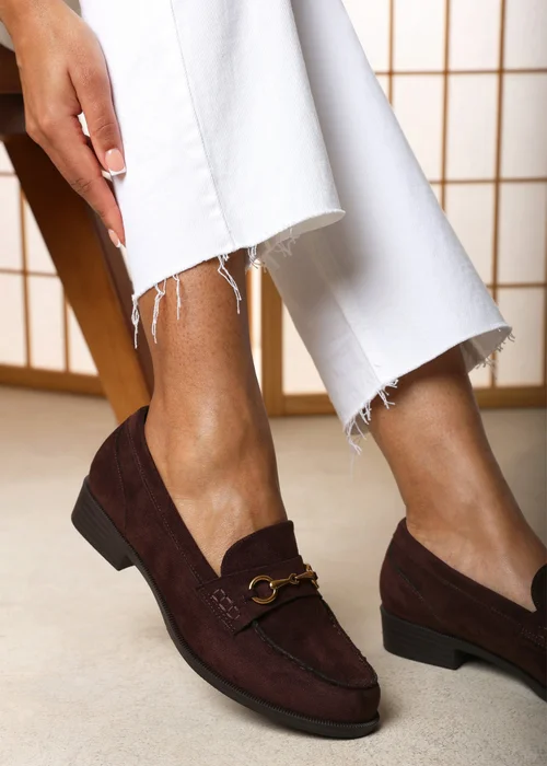 Where's That From Brown Maelynn Round Toe Single Metal Bar Loafers - 6 Image 2